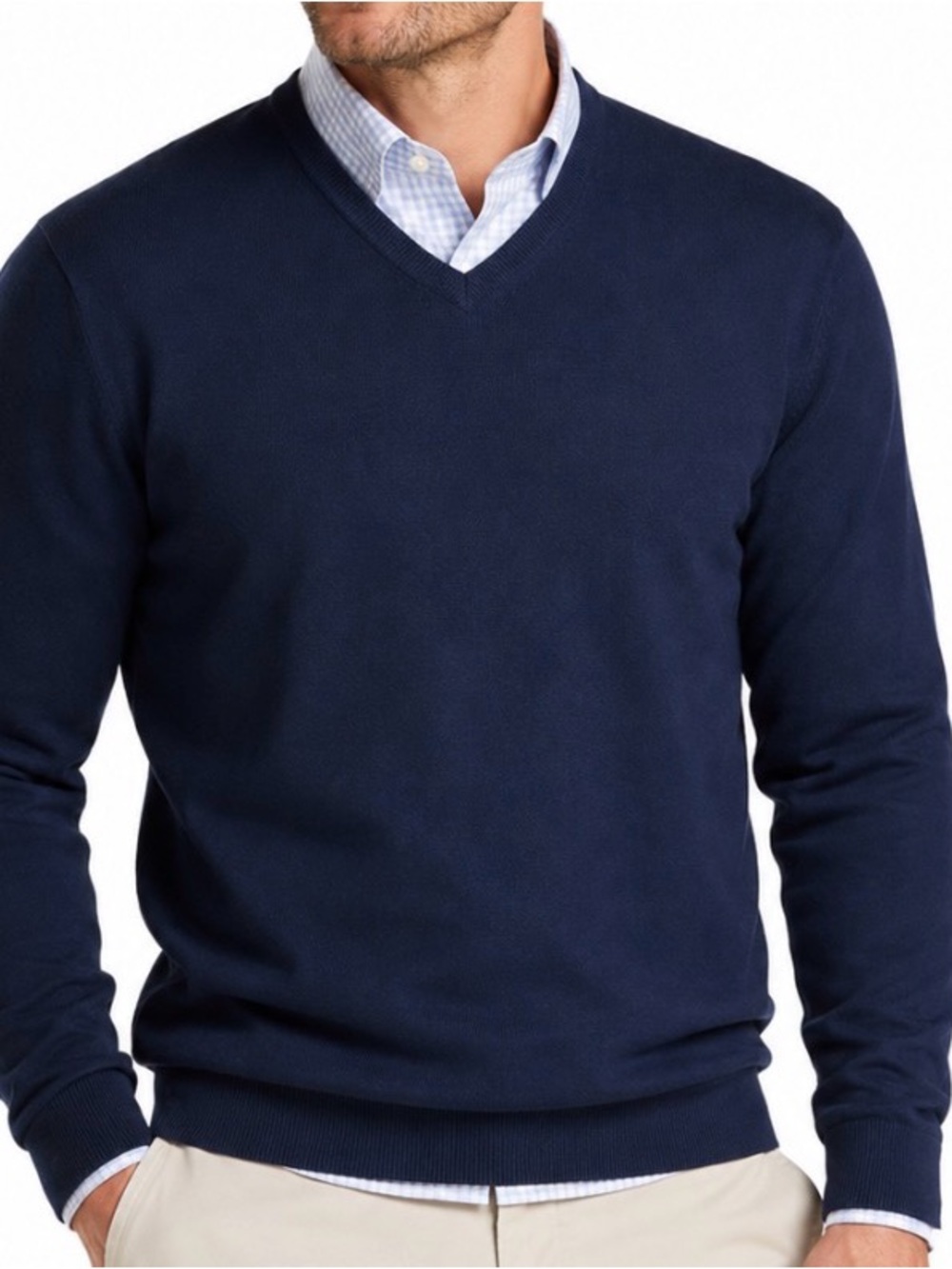 Peter Millar Navy V-Neck Cotton Sweater M1